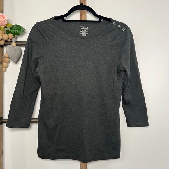 LL Bean 3/4 Sleeve Gray Shirt Size X Small - Picture 2 of 6
